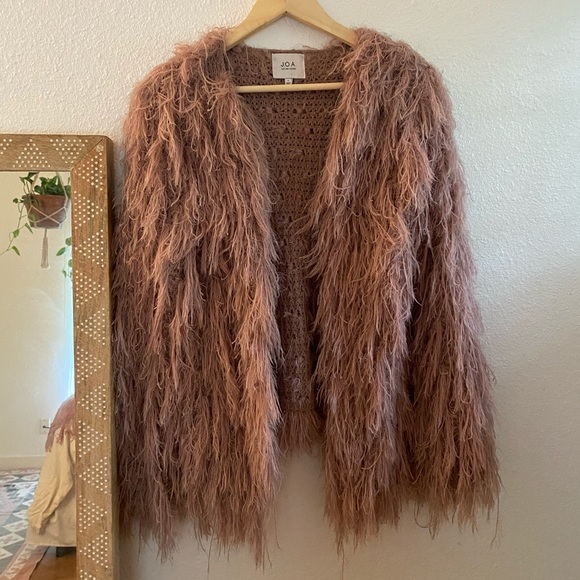 J.O.A Shaggy Fuzzy Fluffy Pink Cardigan - Picture 8 of 11